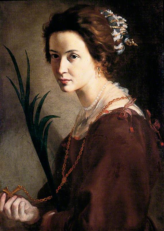 Unknown Lady as Saint Elizabeth, vintage artwork by Alonso Cano, 12x8" (A4) Poster