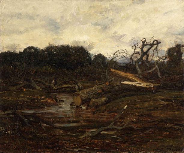 L'Abattage des arbres, vintage artwork by Jules Dupre, A3 (16x12") Poster Print