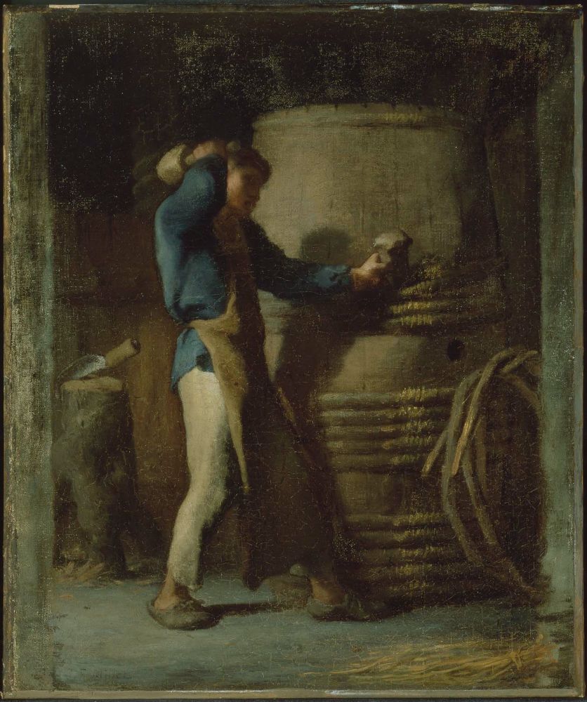Cooper Tightening Staves on a Barrel, vintage artwork by Jean-François Millet, A3 (16x12") Poster Print