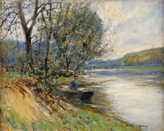 Fishing Boat on the Lower Rhine, vintage artwork by Helmut Liesegang, 12x8" (A4) Poster