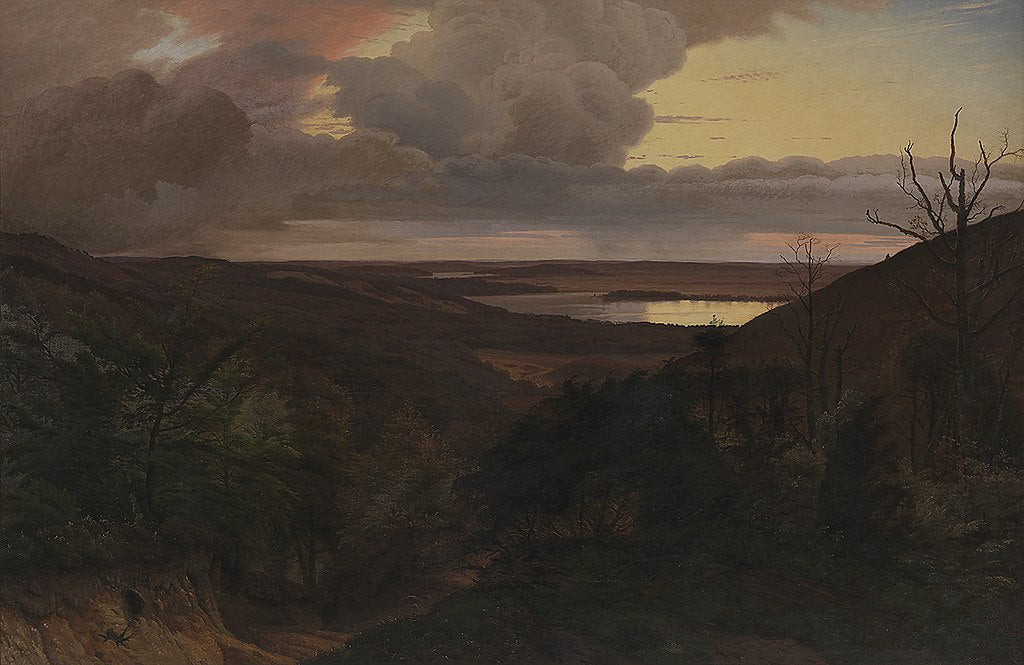 Late Evening near Himmelbjerget, Jutland, vintage artwork by Vilhelm Kyhn, A3 (16x12") Poster Print