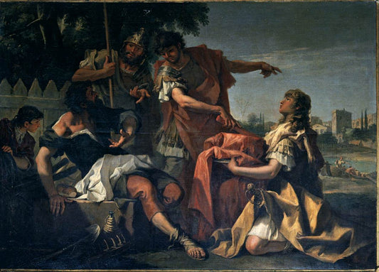 Lucius Quinctius Cincinnatus Called from the Plow to the Dictatorship, vintage artwork by Sebastiano Ricci, 12x8" (A4) Poster