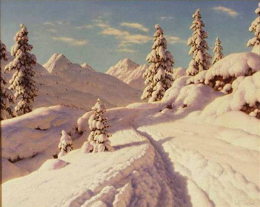 Janvier, Engadine, vintage artwork by Ivan Fedorovich Choultse, 12x8" (A4) Poster