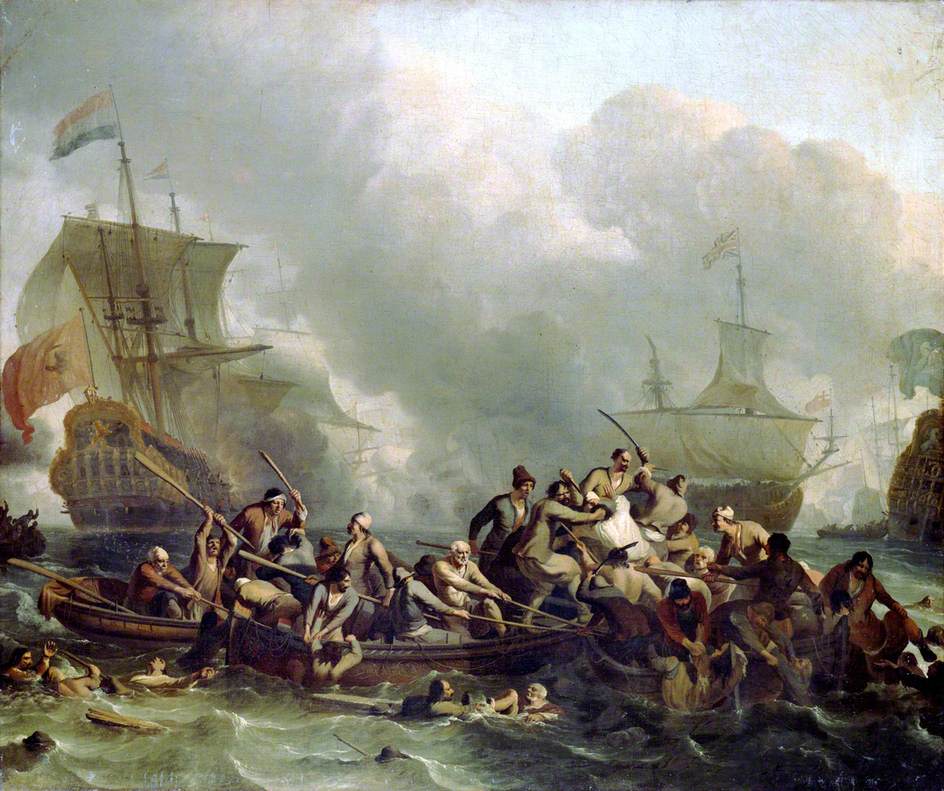 The Battle of Texel, 11 August 1673, vintage artwork by Ludolf Backhuysen, 12x8" (A4) Poster