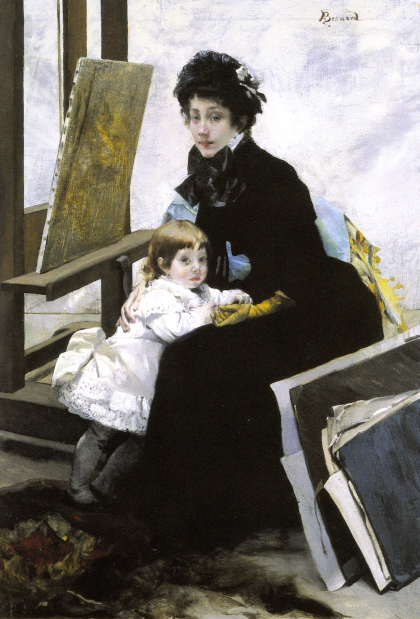 Madeleine Lerolle and Her Daughter Yvonne, vintage artwork by Paul Albert Besnard, 12x8" (A4) Poster