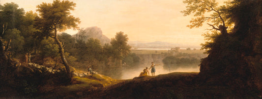 A Pastoral Landscape with Shepherds and Their Flocks, vintage artwork by George Lambert, 12x8" (A4) Poster