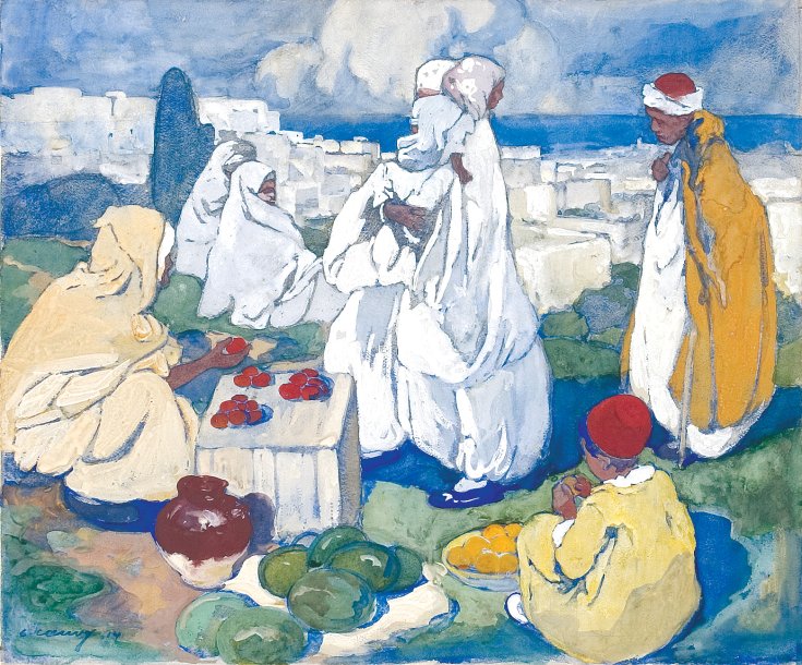 The Fruit Market above Algiers by Léon Cauvy,16x12(A3) Poster