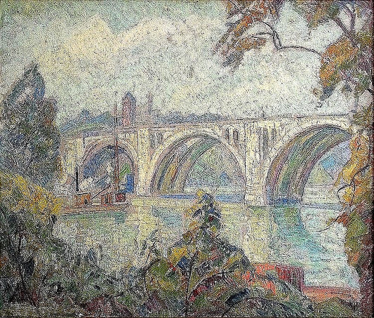 Key Bridge, Washington, D.C., vintage artwork by Edgar Nye, 12x8" (A4) Poster
