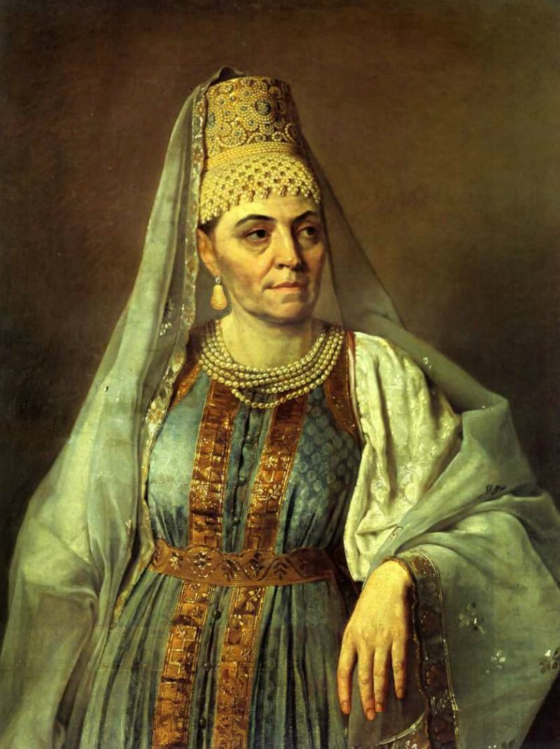 The Artist's Wife in the Russian Costume, vintage artwork by Alexei Venetsianov, 12x8" (A4) Poster