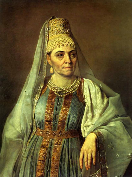 The Artist's Wife in the Russian Costume, vintage artwork by Alexei Venetsianov, 12x8" (A4) Poster
