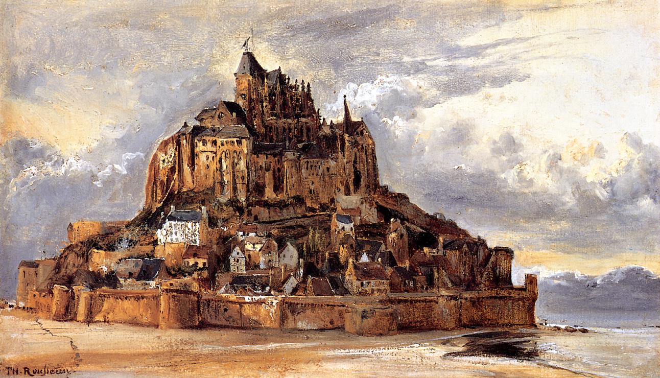 Mont-Saint-Michel, vintage artwork by Theodore Rousseau, A3 (16x12") Poster Print
