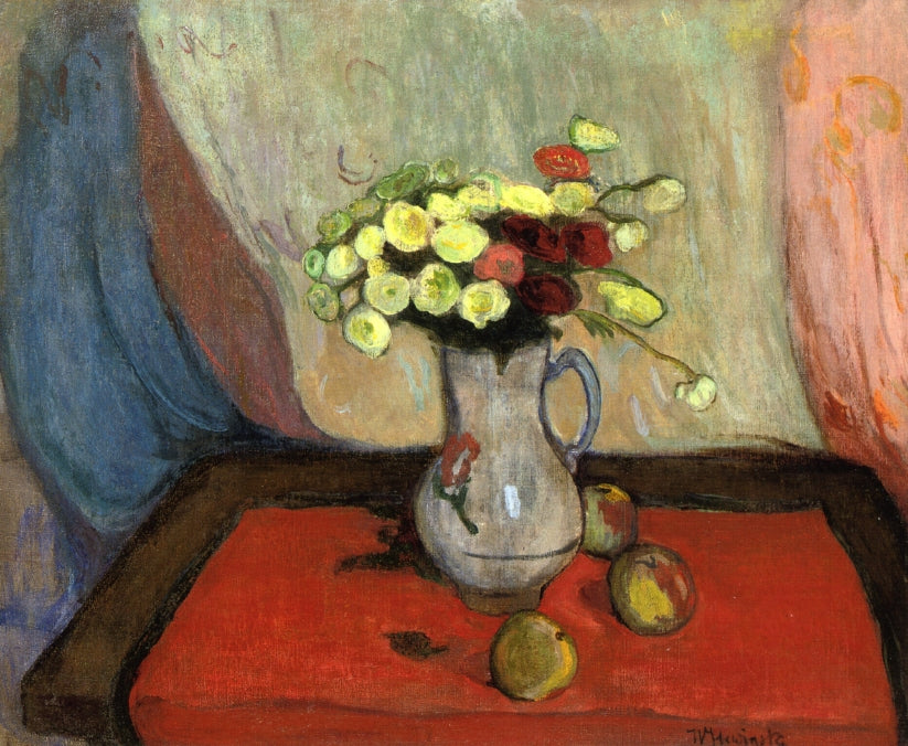 Vase of Flowers with Three Apples by Wladyslaw Slewinski,A3(16x12")Poster