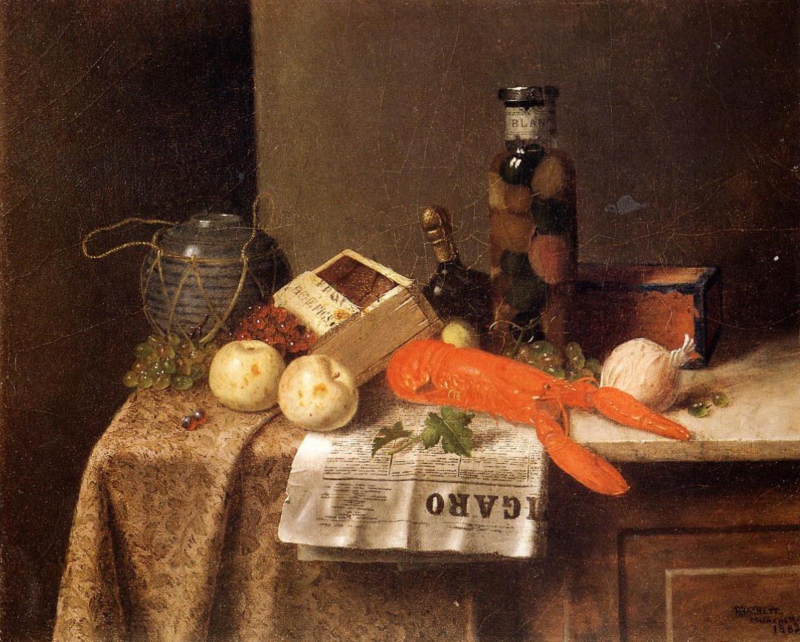 Still Life with 'Le Figaro', vintage artwork by William Michael Harnett, 12x8" (A4) Poster
