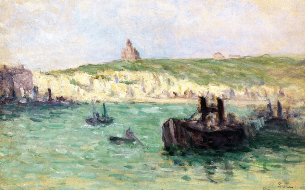 Boats at Dieppe, vintage artwork by Maximilien Luce, 12x8" (A4) Poster