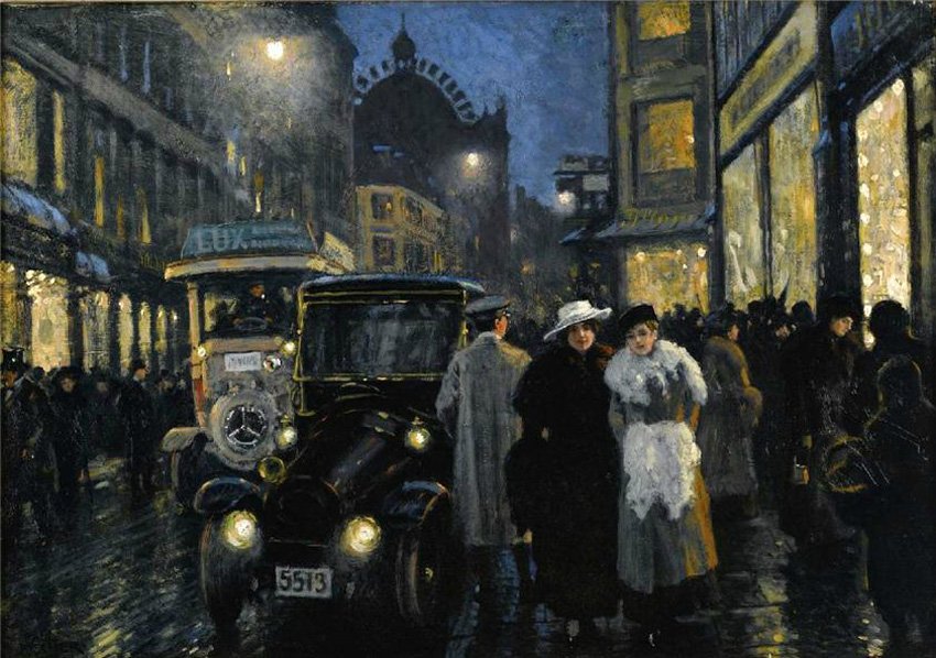 An Evening Stroll on the Boulevard by Paul-Gustave Fischer,A3(16x12")Poster