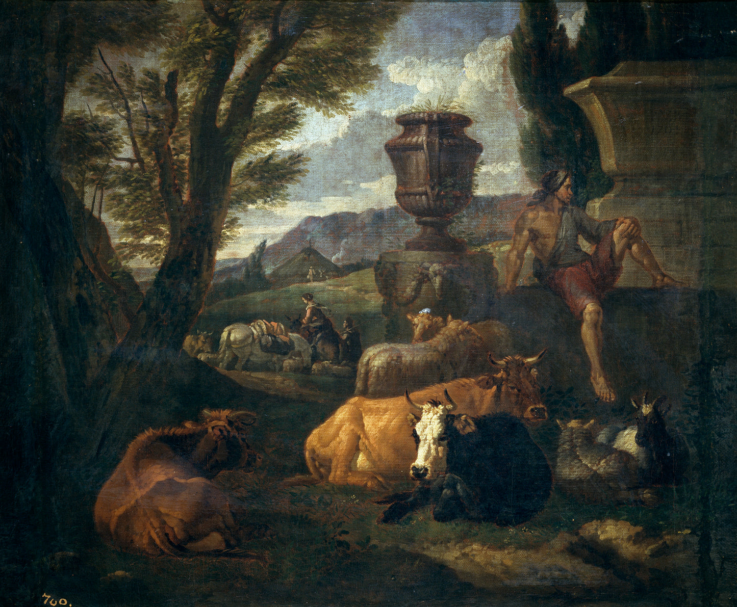 Roman Landscape, vintage artwork by Pieter van Bloemen, 12x8" (A4) Poster