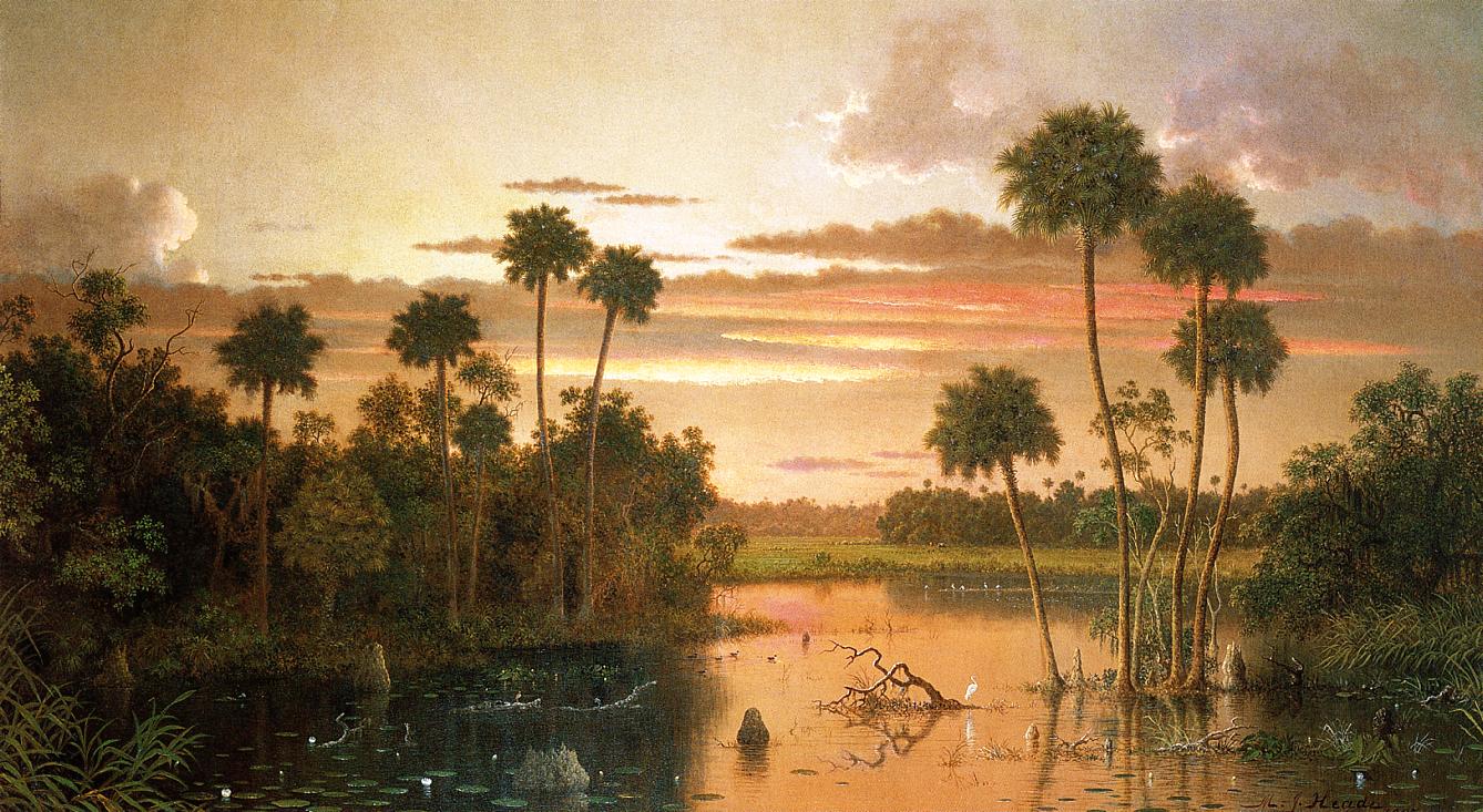 The Great Florida Sunset, vintage artwork by Martin Johnson Heade, A3 (16x12") Poster Print