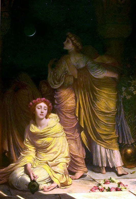 The Foolish Virgins, 'Too late, ye cannot enter now', vintage artwork by Sir Francis Bernard (Frank) Dicksee, 12x8" (A4) Poster