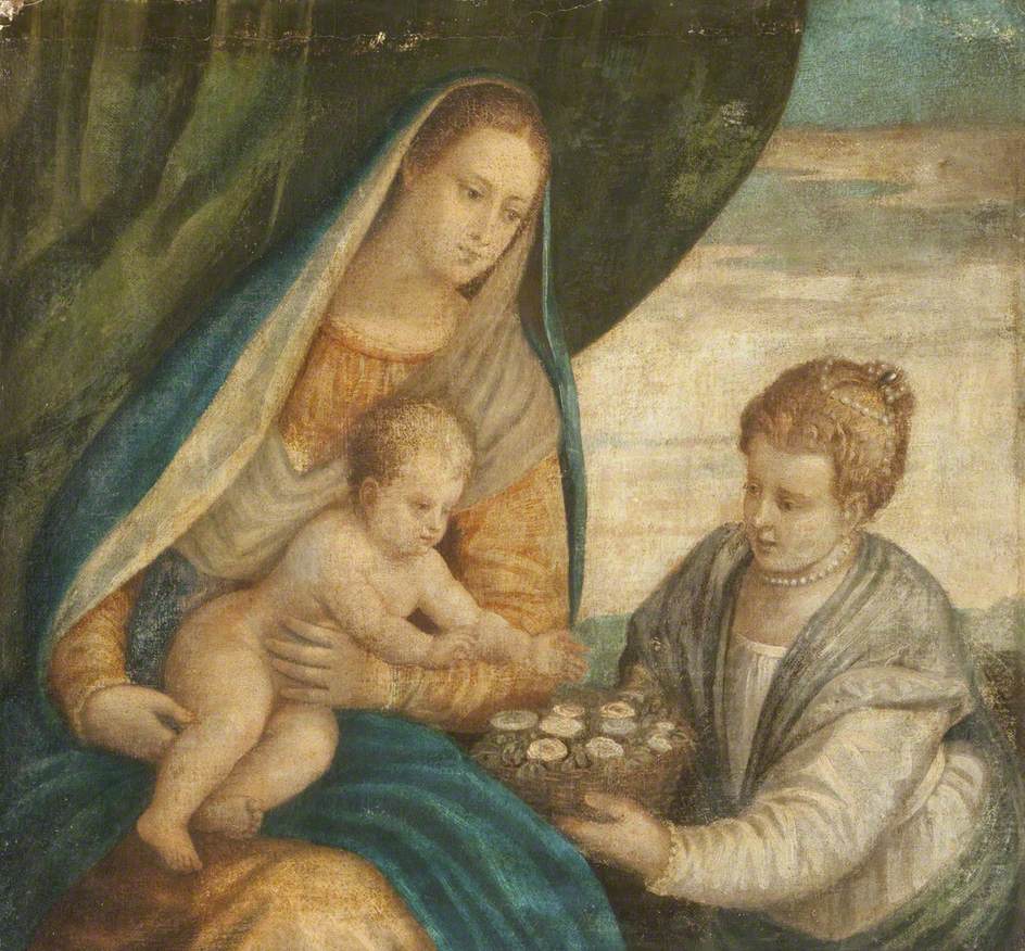 The Mystic Marriage of Saint Catherine (after Jacopo Tintoretto), vintage artwork by Joseph Severn, A3 (16x12") Poster Print