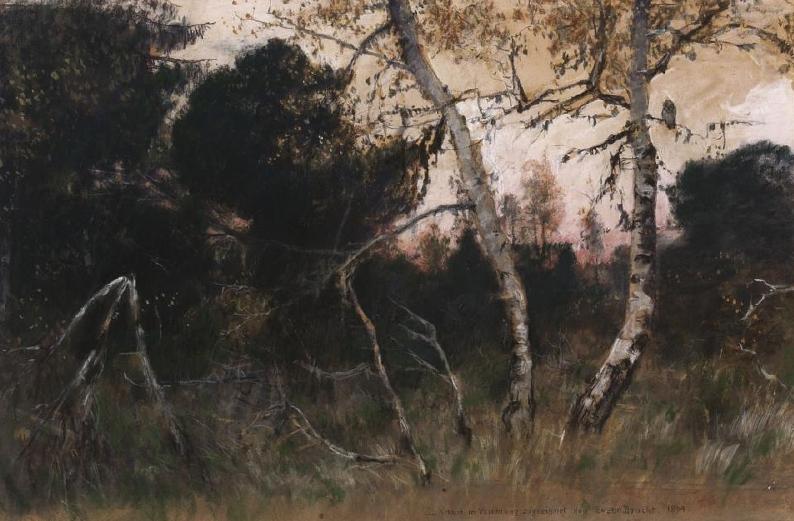 In the Forest Thicket (Im Waldesdickicht), vintage artwork by Eugen Felix Prosper Bracht, 12x8" (A4) Poster