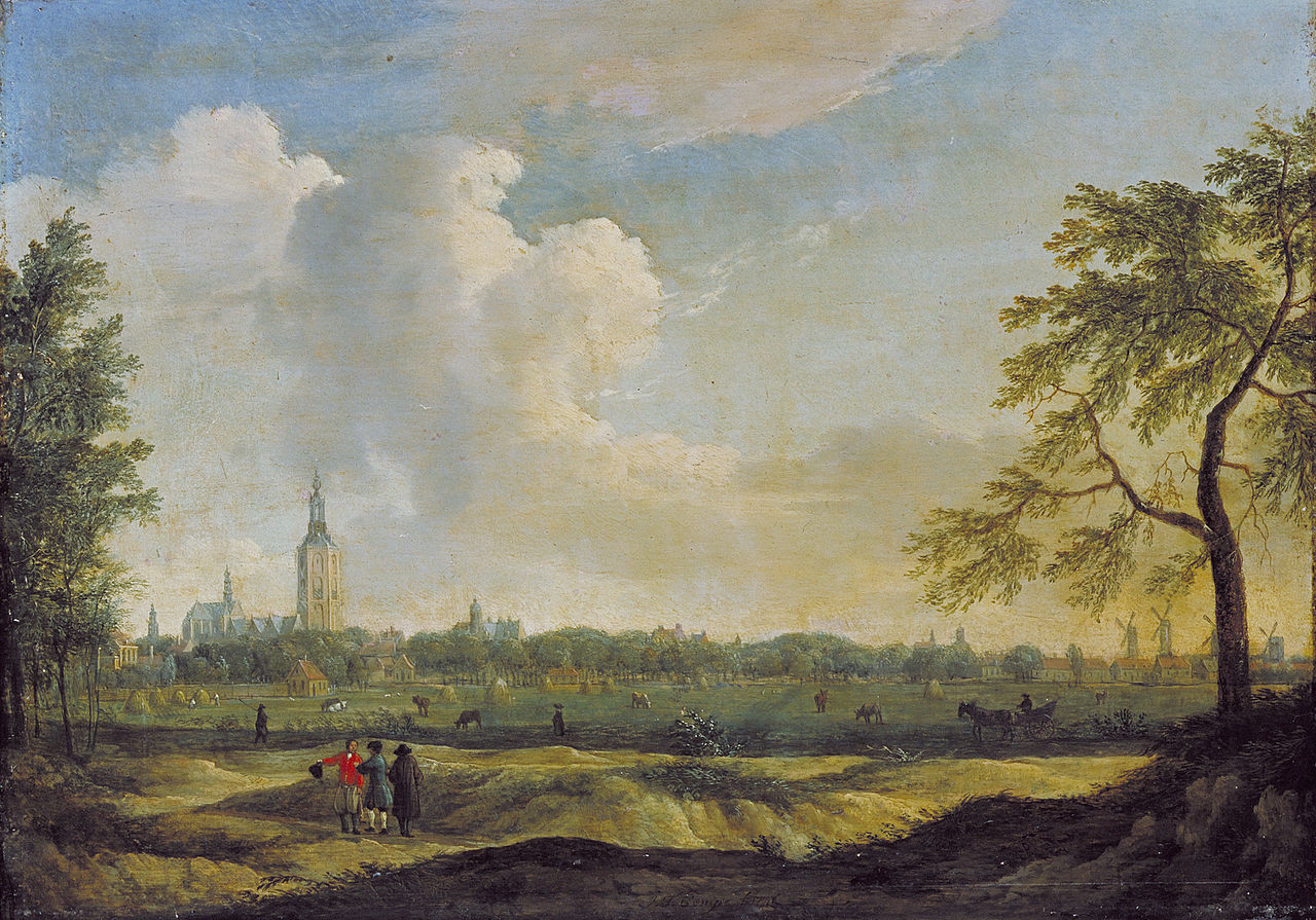 View of The Hague seen from the northwest, vintage artwork by Jan ten Compe, 12x8" (A4) Poster
