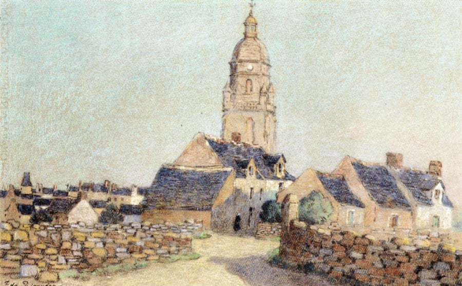 The Steeple at Croisic, vintage artwork by Ferdinand du Puigaudeau, 12x8" (A4) Poster