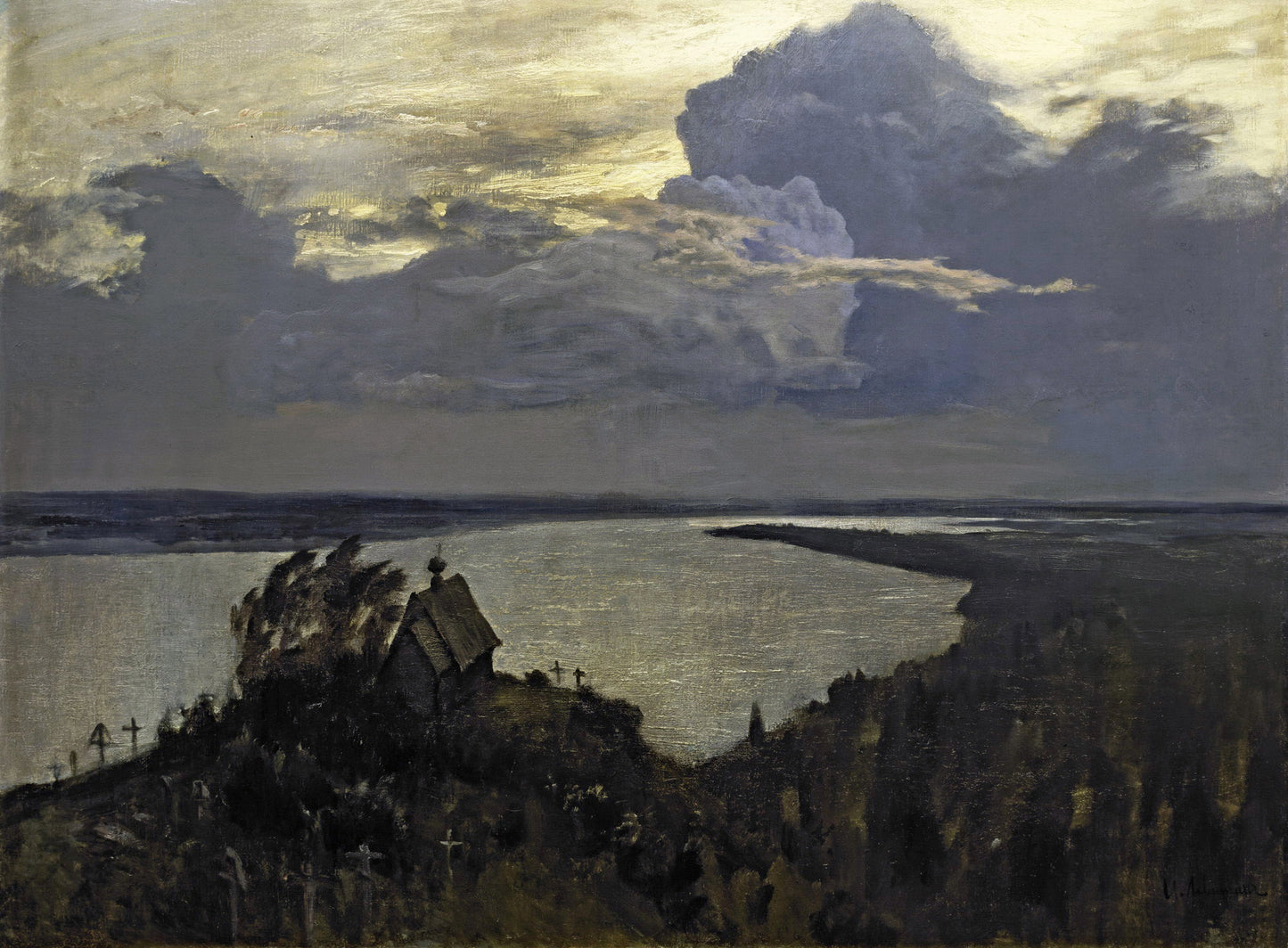 Above the Eternal Peace. Study by Isaak Levitan,A3(16x12")Poster