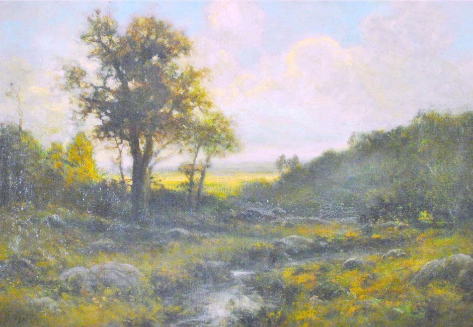 Woodland River at Dusk, vintage artwork by Alexander Helwig Wyant, 12x8" (A4) Poster
