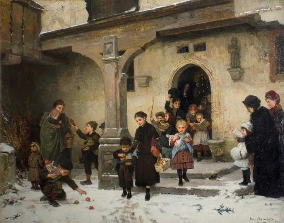 Christmas presents, vintage artwork by Hugo Oehmichen, 12x8" (A4) Poster