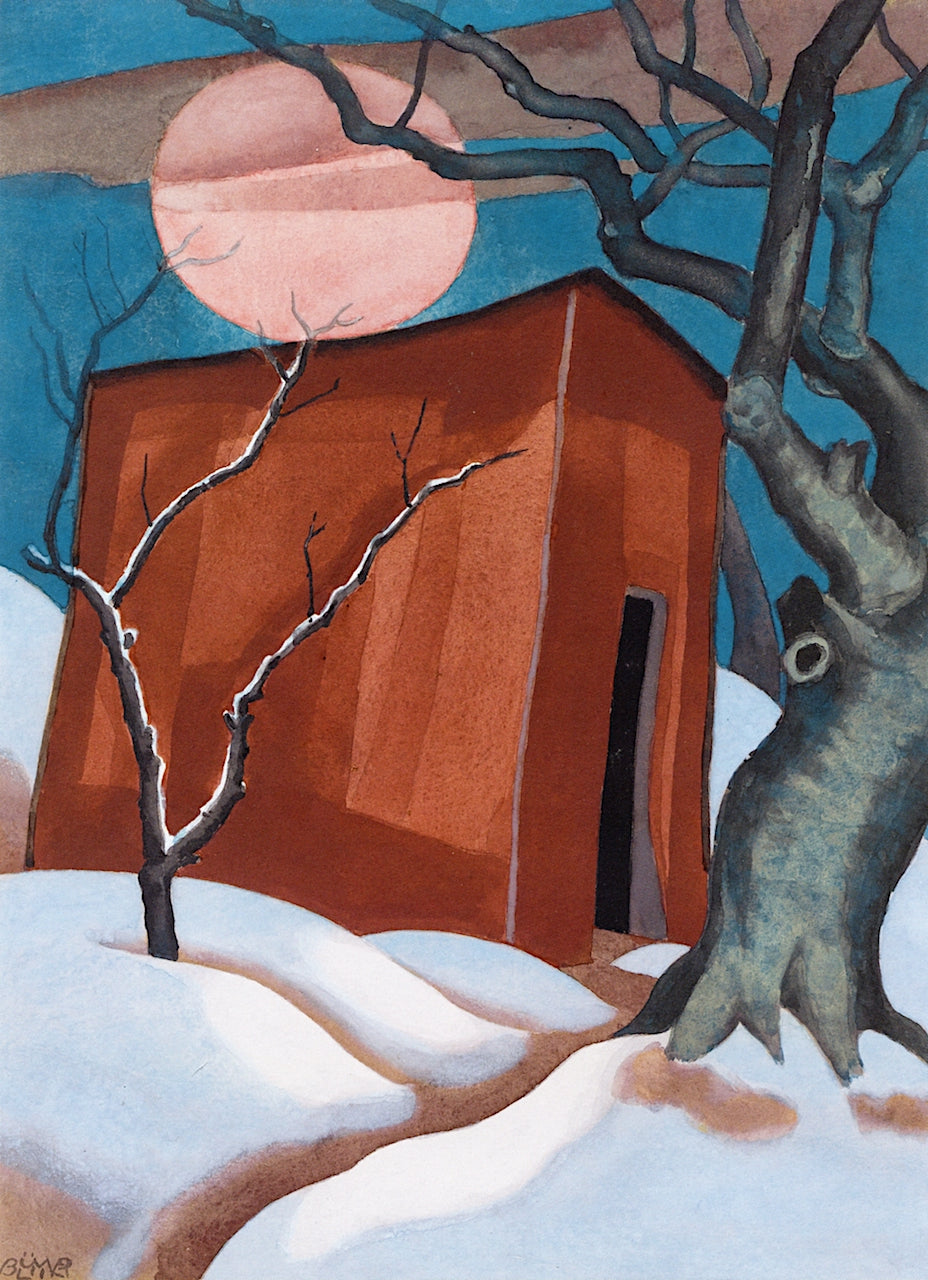 Moon Lit Landscape, vintage artwork by Oscar Bluemner, 12x8" (A4) Poster