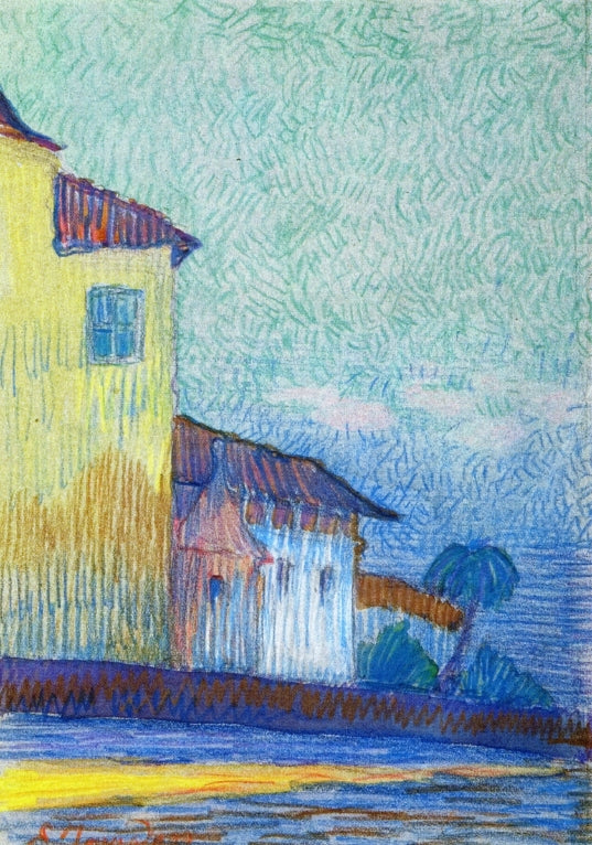 Palm Tree in Brittany, vintage artwork by Emile Jourdan, 12x8" (A4) Poster