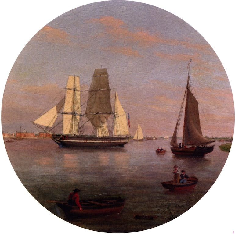 View of Annapolis, Maryland and the School Ship, St. Mary, vintage artwork by Thomas Birch, 12x8" (A4) Poster
