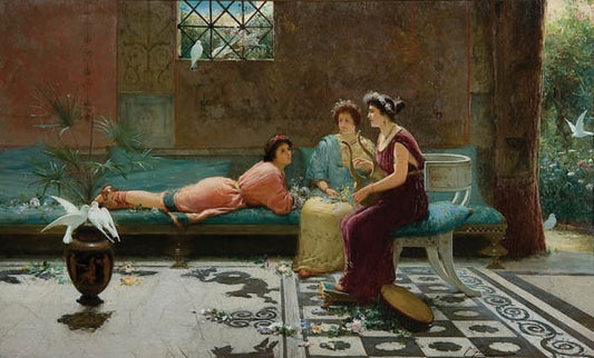 Pompeiian Love Song, vintage artwork by Edouardo Ettore Forti, 12x8" (A4) Poster