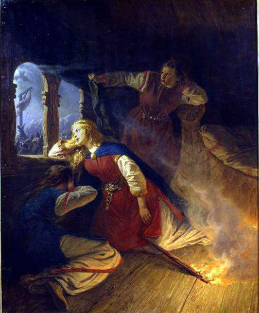 Signy and Hagbard, vintage artwork by Josef Wilhelm Wallander, 12x8" (A4) Poster