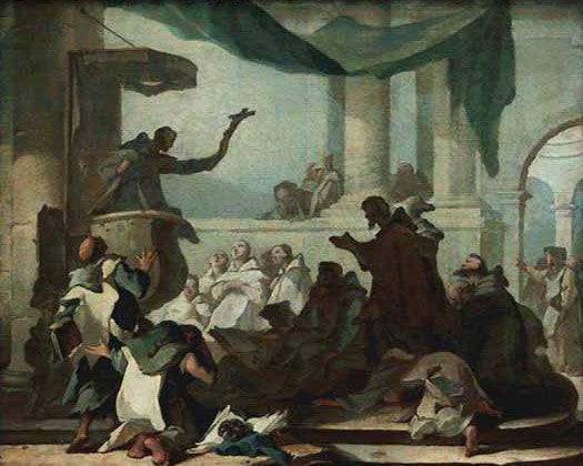 Predication de saint François (study), vintage artwork by Michel-François Dandre-Bardon, 12x8" (A4) Poster