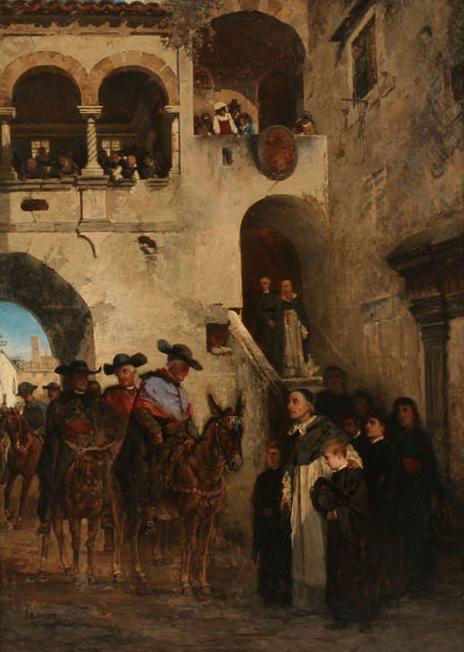 In the Courtyard, vintage artwork by John Bagnold Burgess, 12x8" (A4) Poster