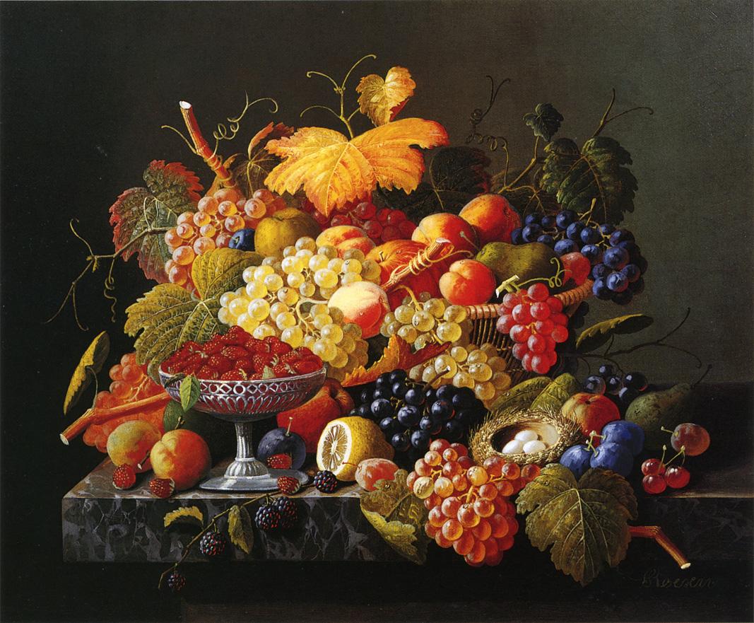Natures Bounty, vintage artwork by Severin Roesen, A3 (16x12") Poster Print