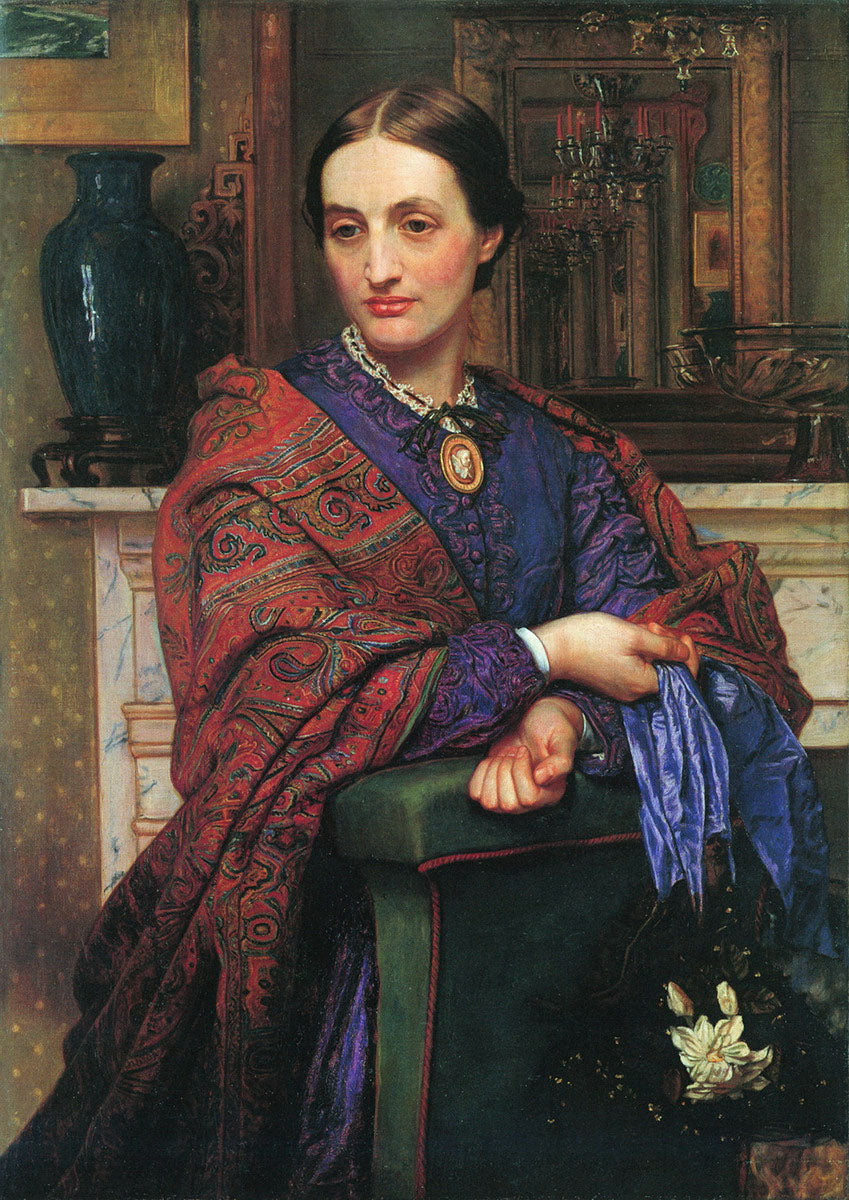 Portrait of Fanny Holman Hunt, vintage artwork by William Holman Hunt, 12x8" (A4) Poster