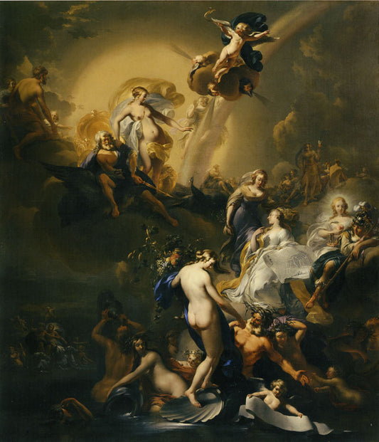 Allegory on the Expansion of the City of Amsterdam, vintage artwork by Nicolaes Berchem, 12x8" (A4) Poster
