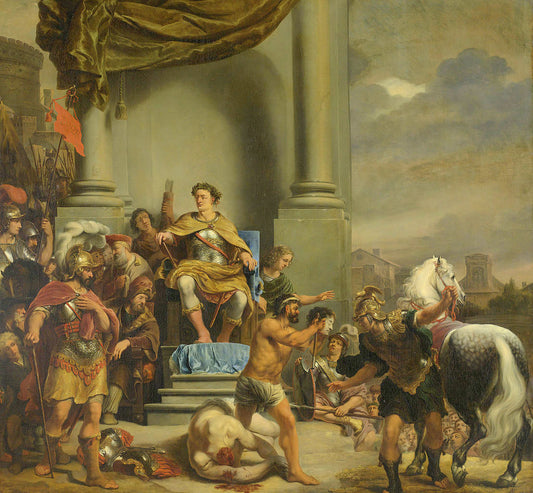 Consul Titus Manlius Torquatus Orders the Beheading of his Son, vintage artwork by Ferdinand Bol, 12x8" (A4) Poster