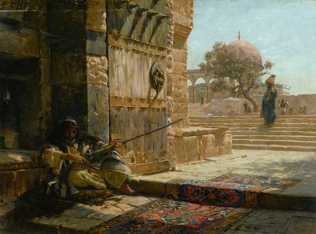 Sentinel at the Entrance to the Temple Mount, Jerusalem, vintage artwork by Gustav Bauernfeind, 12x8" (A4) Poster