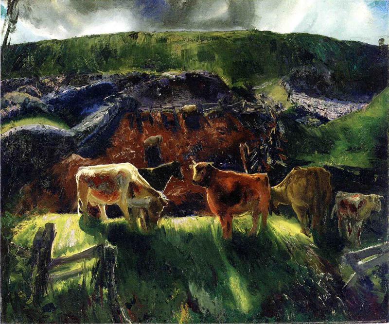 Cattle and Pig Pen by George Wesley Bellows,16x12(A3) Poster