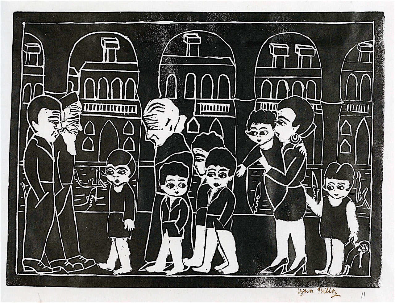 Walking through Venice, vintage artwork by Vera Biller, 12x8" (A4) Poster