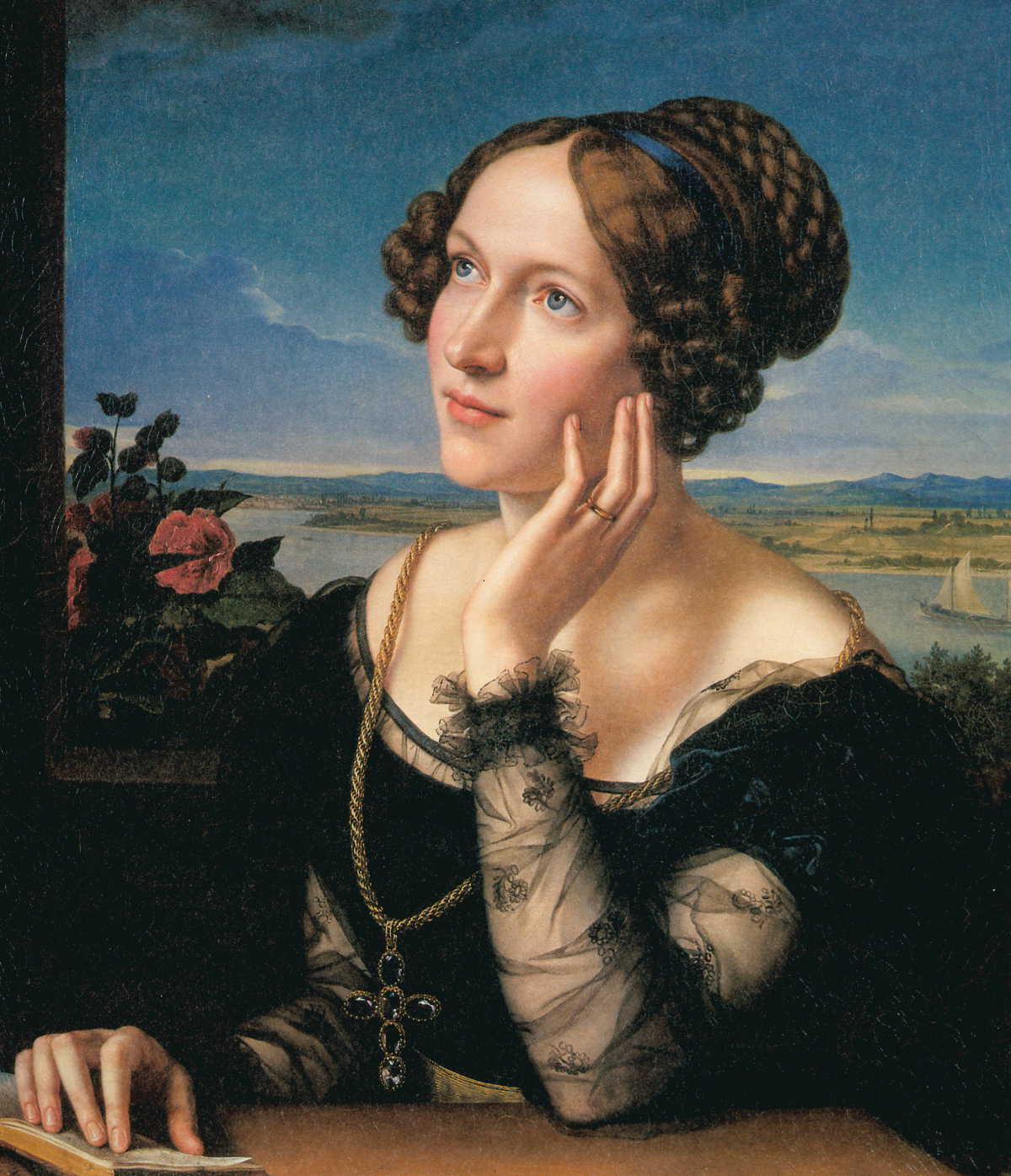 Wilhelmine (painter's wife), vintage artwork by Carl Joseph Begas, A3 (16x12") Poster Print