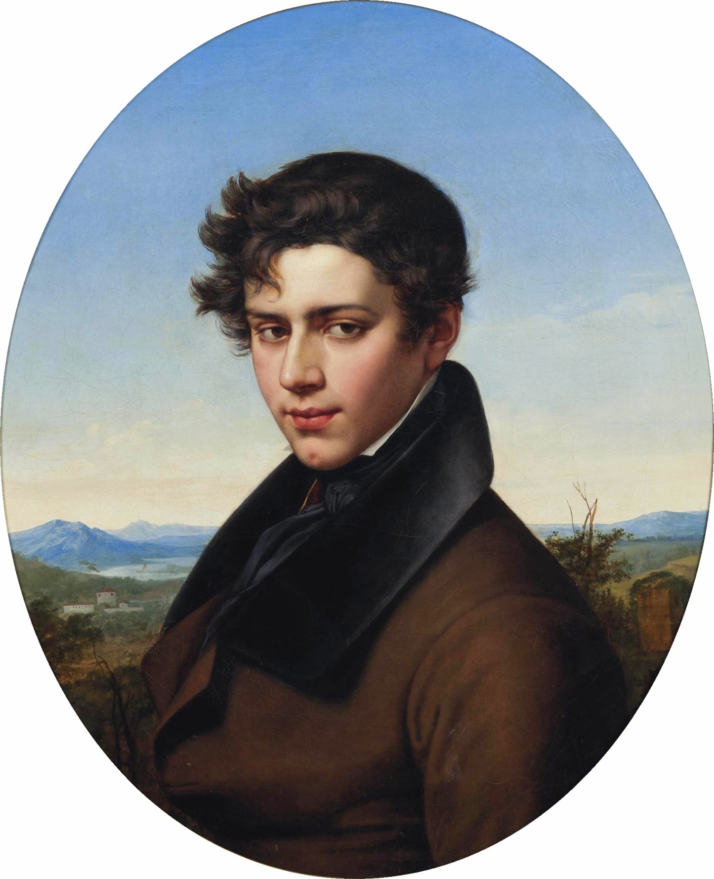 Portrait of a Gentleman in a Lake Landscape, vintage artwork by François-Xavier Fabre, 12x8" (A4) Poster