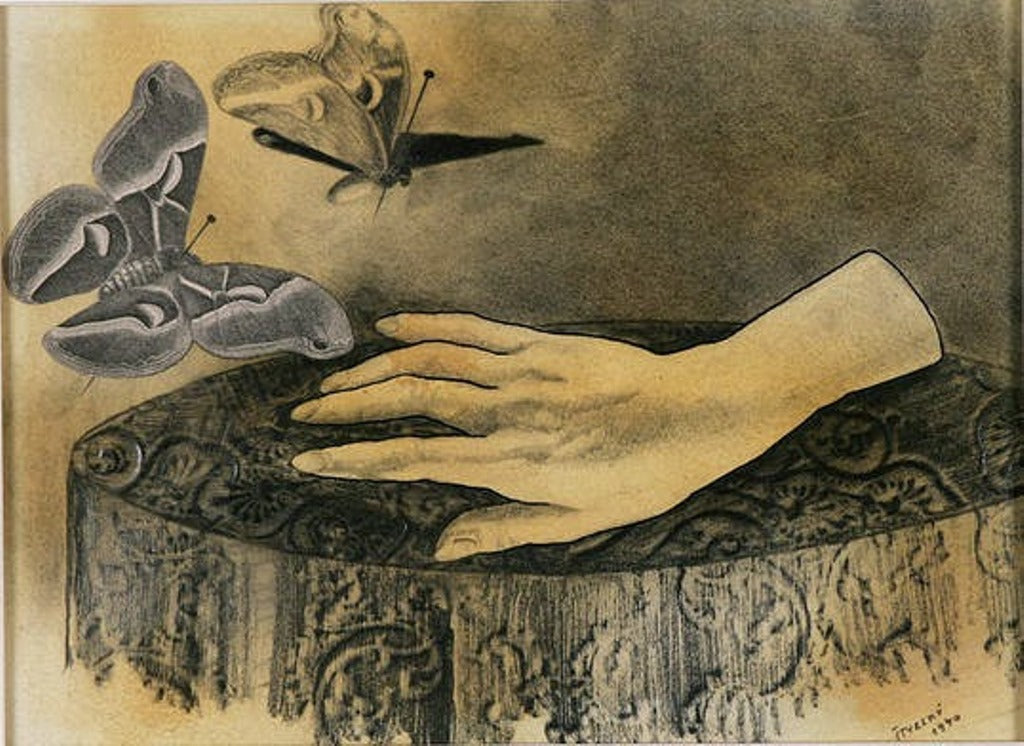 A Small Alabaster Hand, vintage artwork by Jindřich Štyrský, 12x8" (A4) Poster