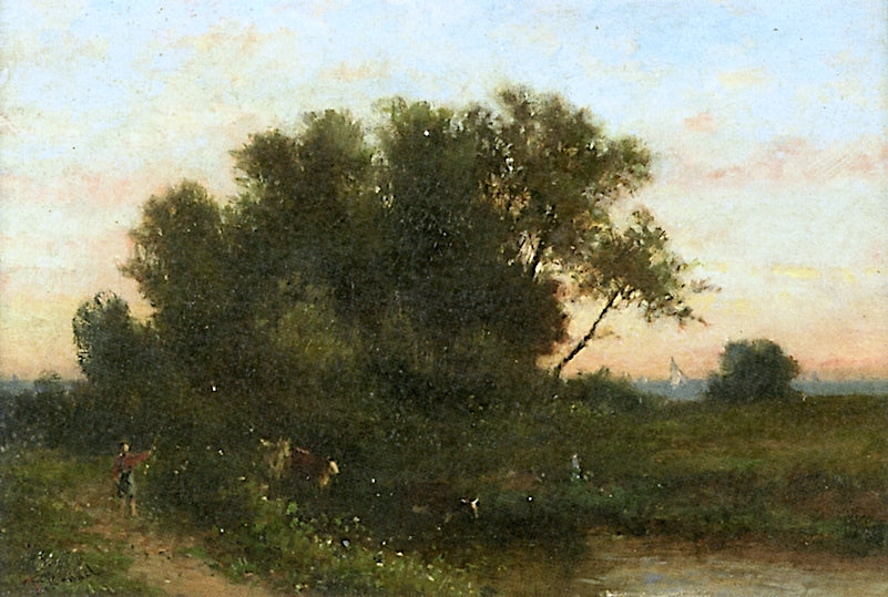 Landscape with Boy, vintage artwork by Frederick Rondel, 12x8" (A4) Poster