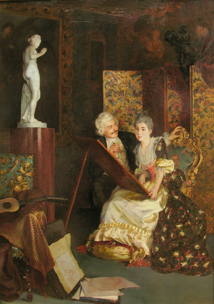 A Drawing Lesson, vintage artwork by Klavdy Stepanov, 12x8" (A4) Poster