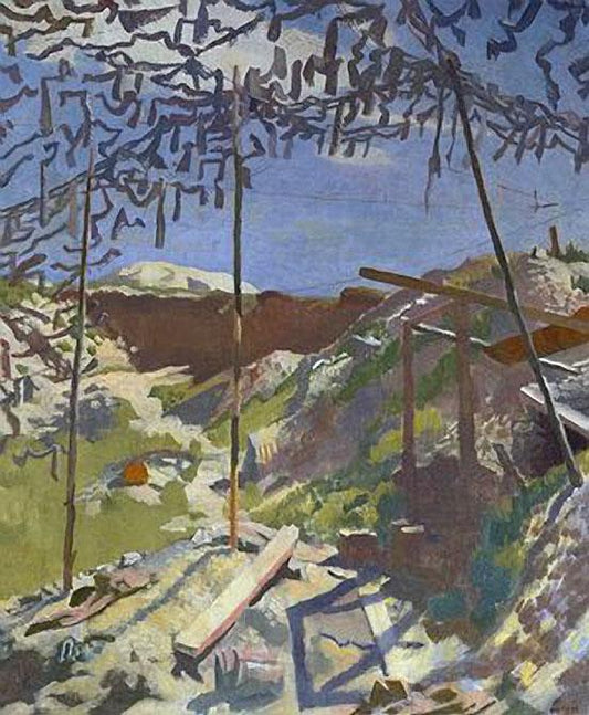 A German Gunners Shelter, Warlencourt, vintage artwork by Sir William Orpen, R.A., R.H.A., 12x8" (A4) Poster