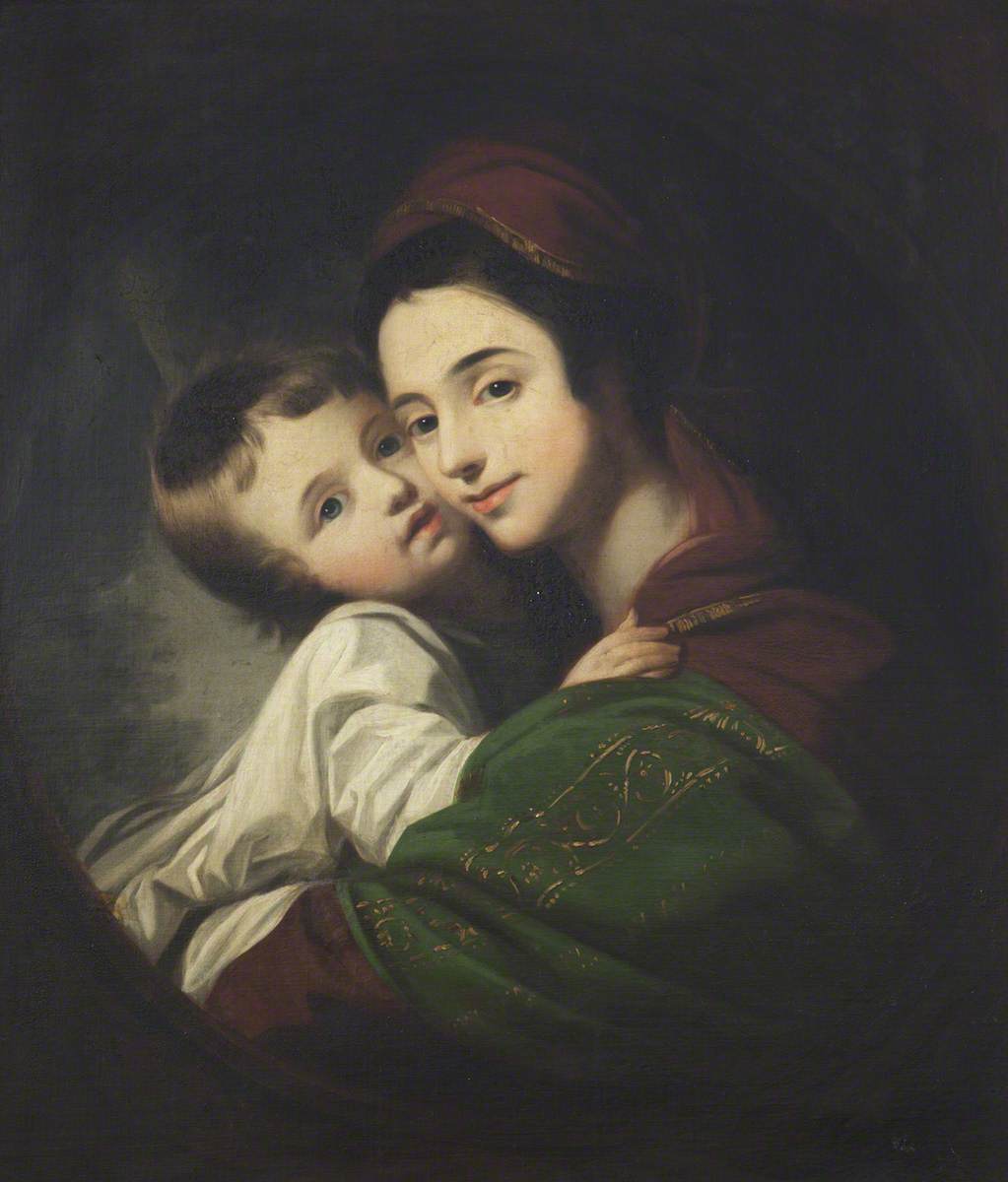 The Artist's Wife, Elizabeth Shewell and Their Son, Raphael Lamar West, vintage artwork by Benjamin West, 12x8" (A4) Poster